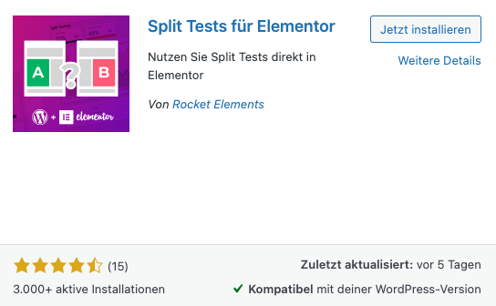 Split Tests für Elementor