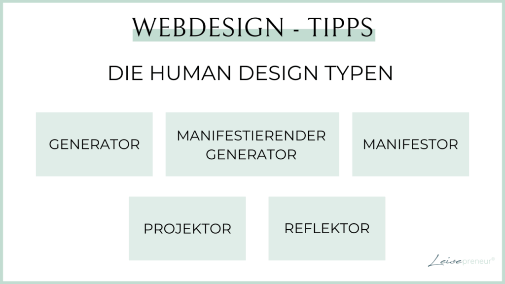 Webdesign-Tipps im Einklang mit Deinem Human Design_Gastartikel_Bild Energietypen